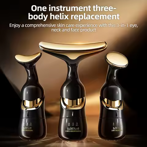 3 In 1 Face Massager Neck Facial Eye Massage Introducer Microcurrent Skin Rejuvenation Anti Aging Be