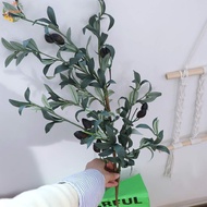 PEWANYMX Artificial Olive Fruit Branch, 88CM Plastic Simulated Olive Leaf Plant, Flower Arrangement 