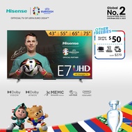 Hisense E7K Smart Google TV 43 55 65 75 inch | Dolby Vision + Atmos | VRR + ALLM | MEMC | Dual Wifi 2.4/5G | Game Mode