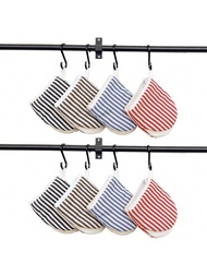 2pcs Set Striped Pattern Hanging Oven Mitts, Thick Heat Resistant Up To 482°F/250°C Mini Oven Gloves