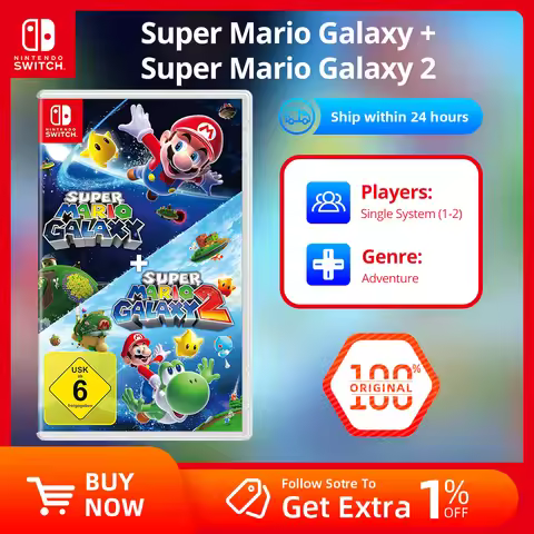 Nintendo Switch Game Deals - Super Mario Galaxy + Super Mario Galaxy 2 - Games Adventure Action and 
