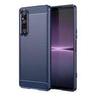全城熱賣 - 適用於Sony Xperia 1 V 拉絲系列碳纖維TPU手機殼（藍色）