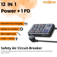 Moxom Power Socket Universal Fast Charging 18W-20W QC+PD 4 Outlets 2500W Smart IQ Power Botton3m