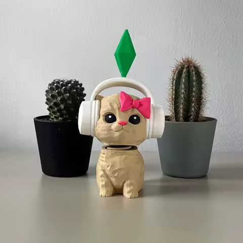 Cute Plumbob Dancing Cat Car Accessory The Sims Inspired Cat Figurine Ornament Creative Dashboard De