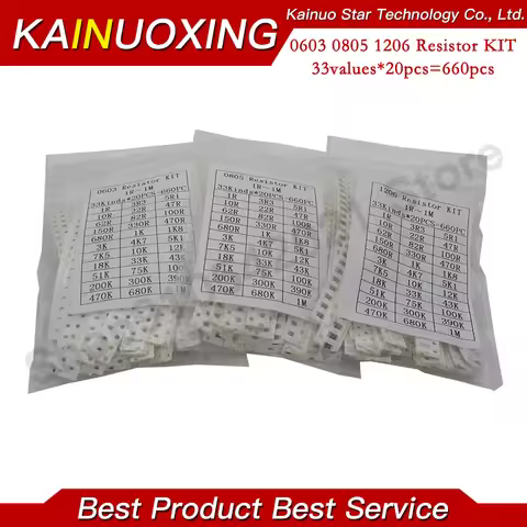 50/200/330/660/720/2000/4000PCS 0402 0603 0805 1206 1210 2512 SMD Resistor Kit Assorted Kit 10K 100K