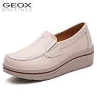 GEOX_รองเท้าหนังสีดําผู้หญิง Geox รุ่นใหม่ พับได้ พื้นหนา สไตล์ล้ำสมัย