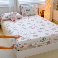 [CADAR]1 PC 100% Cotton Bedsheet Cartoon Kitty Print Fitted Sheet For Girls Single/Super Single Queen King Size Bed Mattress Cover Pillowcase
