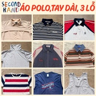 SECONDHAND- POLO SHIRT, LONG SLEEVES, 2HAND THREE HOLES, BRANDED SHIRT, CHEAP LIQUIDATION