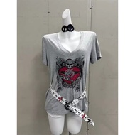 y2k y2k Women's Clothing Asian Culture Hot Girl Top Yabi Style Punk y2k Millennium Printed v-Neck T-