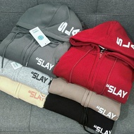 Jacket Hoodie Zip Soft, Thick Cotton Felt Embossed with Letters SLAYY Boxy Form Loose For Men and Wo