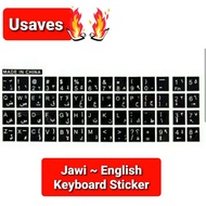Jawi Arabic Sticker For PC / Laptop Keyboard Black Colour Fonts White