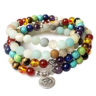 Jewelry,8MM Amazonite Healing 108 Buddhist Prayer Mala Beads OM Pendant 7 Chakra Yoga Bracelet Ne...