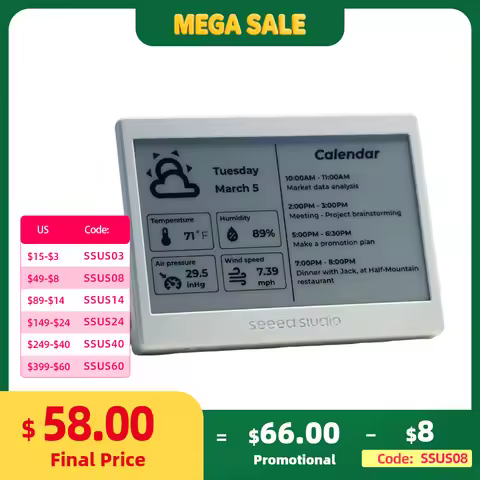 XIAO 7.5" ePaper Panel,e-Ink Screen Display 800×480 esp32 Home Assistant, Compatible with TRMNL, 200