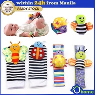 【SOYACAR】4Pcs Baby Toy 0-12 Months Baby Rattles Toys Animal Socks Wrist Strap +Rattle Baby Foot Sock