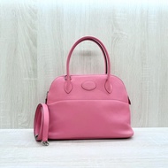 HERMES 8W杜鵑粉Swift皮銀釦Bolide27cm