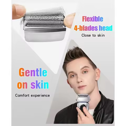 2 Pack 83M Head Silver Plastic+Metal For Braun Series 8 S8 Replacement Head Electric Razor Blades Mo