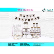 [FULL ACCESSORIES] Children's birthday decoration set in White Gold metallic number 17