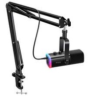 FIFINE AM8T Gaming USB/XLR Dynamic Microphone Kit With Boom Arm Stand, Headphone Jack, Mute Button, 