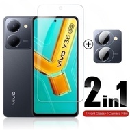 Tempered Glass 2In1 HD For Vivo Y36 4G 5G Safety Screen Protector Lens Film On Vivoy36 Vivo Y36 Y 36