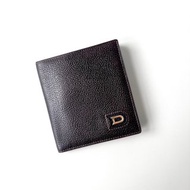 DELVAUX咖啡色真皮對折中性短夾F34 vintage