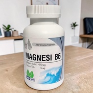 Bottle of 250 Magnesium B6 tablets providing Magnesium b6