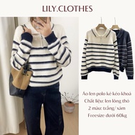 Lily.clothes- QC rabbit fur plaid collar sweater (A21)
