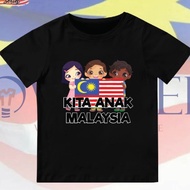 MERDEKA Saya Anak Malaysia Kids Tshirt 100_ Cotton Round Neck Short Sleeve Unisex READY STOCKS