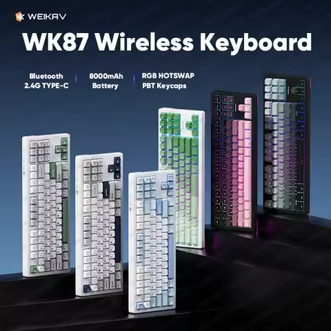 Weikav WK87 Wireless Mechanical Keyboard Gaming 87Keys Bluetooth 2.4G Wired Keyboard RGB Hotswap Gam
