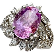 Size 11, unheated pink sapphire 3.315ct, diamond 0.60ct, 18K white gold, 6.3g, women's ring