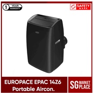 EUROPACE EPAC 14Z6 (EPAC14Z6) 14000 BTU 4-IN-1 Smart WIFI Enabled Black Portable Aircon Safety Mark Approved. 1 Year Warranty.