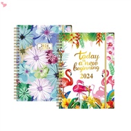 Academic Diary-A5 Diary Week to View,from Jan. 2024 to Dec. 2024 Agenda Hardcover Planner Notebook for 2024,Thick Paper,Bookmark,Stickers, Note Set and Inner Pocket,Elastic Closure