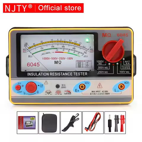 NJTY Pointer Multimeter Insulation Resistance Tester Megohmmeter High Voltage Voltmeter 500-1000V Gr