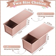 2PCS Pullman Loaf Pan with Lid, 8.4x4.7 & 7.4x3.7 inch Non-Stick Bread Loaf Pans,Carbon Steel Corrug
