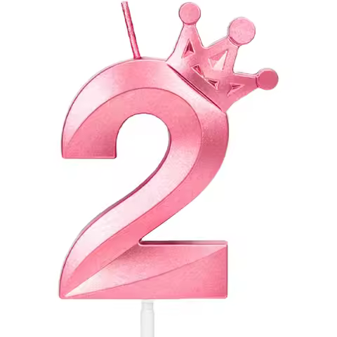 Number2 Birthday Candles 3D Diamond Shape Number Birthday Cake Candles for Birthday Party Wedding De