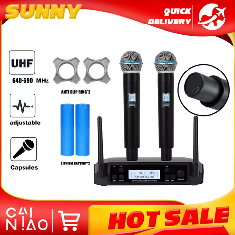 Professional Wireless Microphone GL B58A Dual Channel UHF Rechargeable Stage Performances Speeches L
