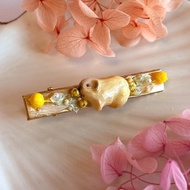 可客製化天竺鼠軟陶淡水珍珠永生花髮夾