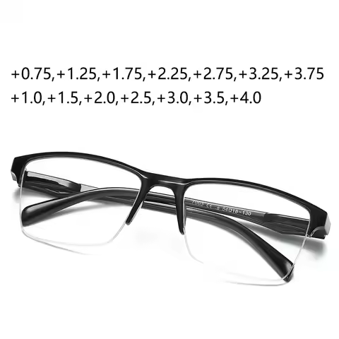 Ultralight Square Half Frame Reading Glasses Presbyopic Glasses Men Women +0.25 0.5 0.75 1 1.25 1.5 