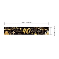 2D flat banner 1PC 40th birthday decoration black and gold 40th birthday yard sign indoor and outdoo