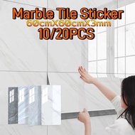 30x60cm 10/20PCS Matte Marble Tile Sticker - Peel and Stick Waterproof for Kitchen & Bathroom
