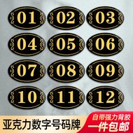 Digital Number Plate Number Acrylic Sticker Household Table Sticker Internet Cafe Locker Room House 