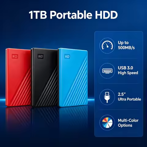Original WD Portable External HDD with Advanced Encryption, Fast Performance, Ideal for Mobile Stora