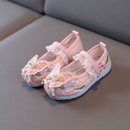 รองเท้าปักลายโบว์เด็กผู้หญิงแบบใหม่รองเท้า Hanfu สำหรับเด็กรองเท้า Hanfu สำหรับเด็กรองเท้าแสดงสไตล์จีนโบราณ