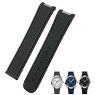 19mm 20mm Curved End Rubber Watchband Fit for Omega Seamaster 300 AT150 Aqua Terra 8900 Speedmaster Silicone Watch Strap Tools
