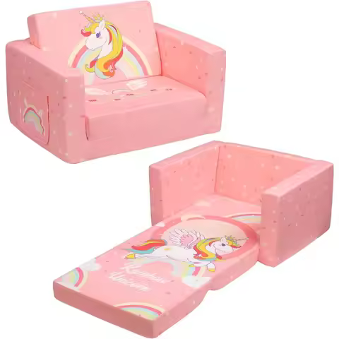 2in1 Flip Out Comfortable Toddler Couch with Convertible Design for Story Time and Nap Time Ideal Ch