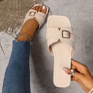 Dép nữ thiết kế mới H, Dép xỏ ngón La Mã thời trang giản dị, Dép xỏ ngón ngoài trời thoải mái màu đe