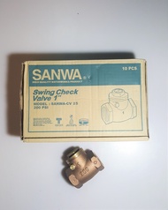 SANWA สวิงเช็ควาล์วทองเหลือง แบบลิ้น ซันวา  1 นิ้ว Swing check valve