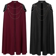 Royal Gothic Steampunk Cloak for Men Party Cloak Wizard Robe Cape Outfit with Chain Halloween Carniv