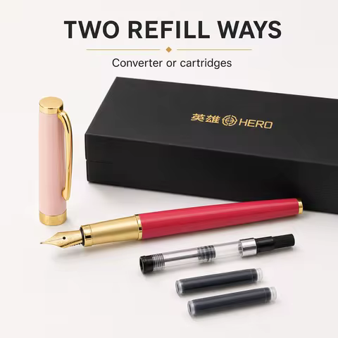 Refillable HERO P108 Student Fountain Pen Quick Drying Ink System Premium Iridium Nib Fluent Writing