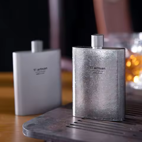 Tiartisan Titanium Hip Flask 100ML Pocket Whiskey Flask Flagon Wine Pot Alcohol Bottle for Outdoor C