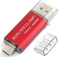 512GB Type C USB 3.0 Flash Drive, BorlterClamp USB C Jump Drive OTG Memory Stick Dual Drive for Android Smartphones Samsung S10/S9/S8/Note 9, Huawei, LG, etc, Tablets and PC (Red)